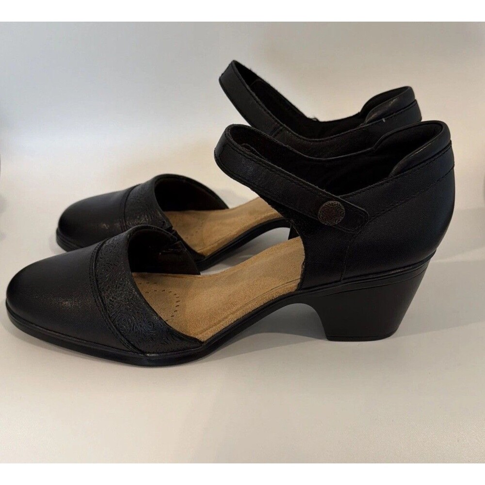 Clarks Womens Sz 9.5 US 41 EU Emily 2 Ketra Black Ankle Strap Heels 7730304 EUC - Picture 5 of 14